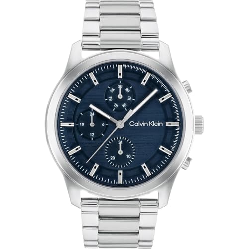 Calvin Klein Multi Zifferblatt Quarz Uhr für Herren Kollektion Ambition mit Silbernes Edelstahlarmband - 25200208 von Calvin Klein