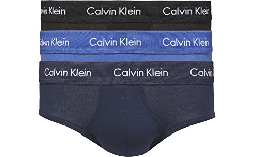 Calvin Klein Herren Hip Brief 3Pk, Black/BlueShadow/CobaltWater DTM WB, XL von Calvin Klein