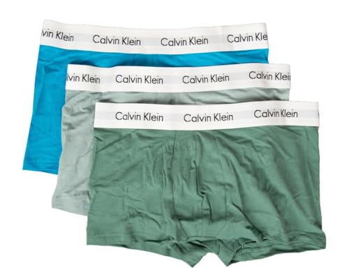 Calvin Klein Paket 3 Boxer Mann Herren Tripack CK Artikel UU2664G Low Rise Trunk, N21 Viv bl, Arona,sageb grnw,wh WBS, M von Calvin Klein