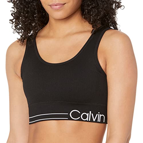 Calvin Klein Performance Damen Medium Impact abnehmbaren Cups Sport-BH, Schwarz, Large von Calvin Klein Performance