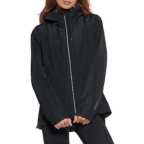 Calvin Klein Damen Windbreaker mit Kapuze Jacke, Schwarz, M von Calvin Klein