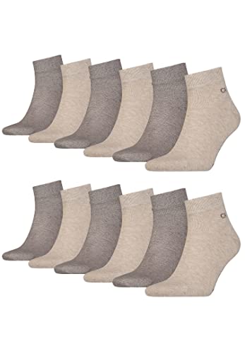 Calvin Klein Quarter Sneaker Socken Herren Kurzsocke 12 Paar, Farbe:Brown Melange, Socken & Strümpfe:39-42 von Calvin Klein