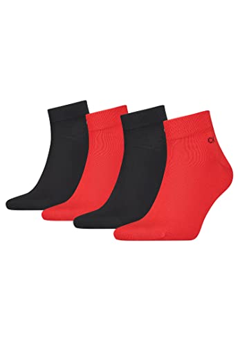 Calvin Klein Quarter Sneaker Socken Herren Kurzsocke 4 Paar, Farbe:Red, Socken & Strümpfe:39-42 von Calvin Klein