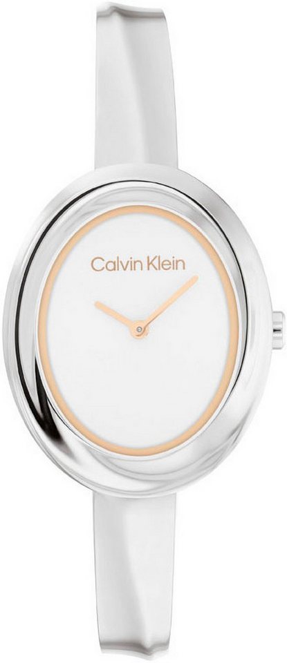 Calvin Klein Quarzuhr Twisted Bezel 25100055, Armbanduhr, Damenuhr, Edelstahlarmband, analog von Calvin Klein