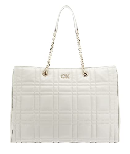 Calvin Klein Damen RE-Lock Quilt Tote W/LPT CMPT K60K609880 Tragetasche, Weiß (Ecru) von Calvin Klein