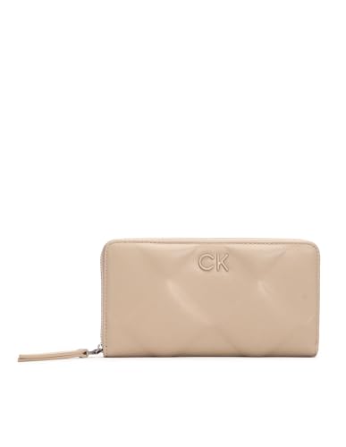 Calvin Klein Re-Lock Quilt Zip Around Wallet Silver Milk von Calvin Klein