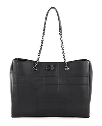 Calvin Klein Damen RE-Lock Tote Quilt K60K609689 Tragetasche, Schwarz (Ck Black) von Calvin Klein