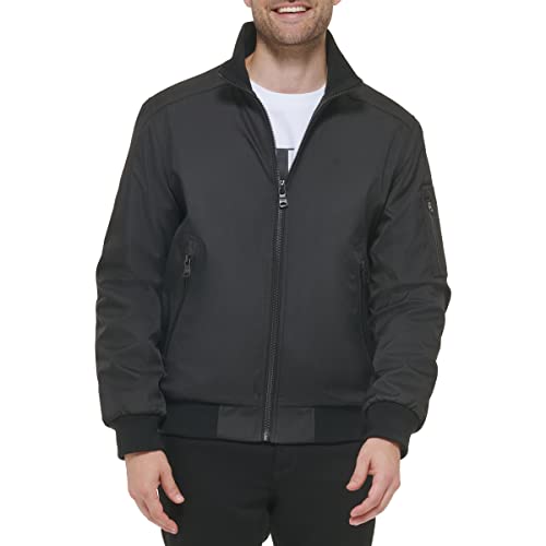 Calvin Klein Rip Stop Bomberjacke für Herren, wasser- und windabweisend, Standard und groß, jet black, Medium von Calvin Klein