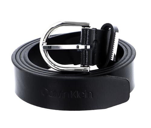 Calvin Klein Damen Gürtel Ck Must Round Belt 2.5 cm Ledergürtel, Schwarz (Ck Black), 100 cm von Calvin Klein