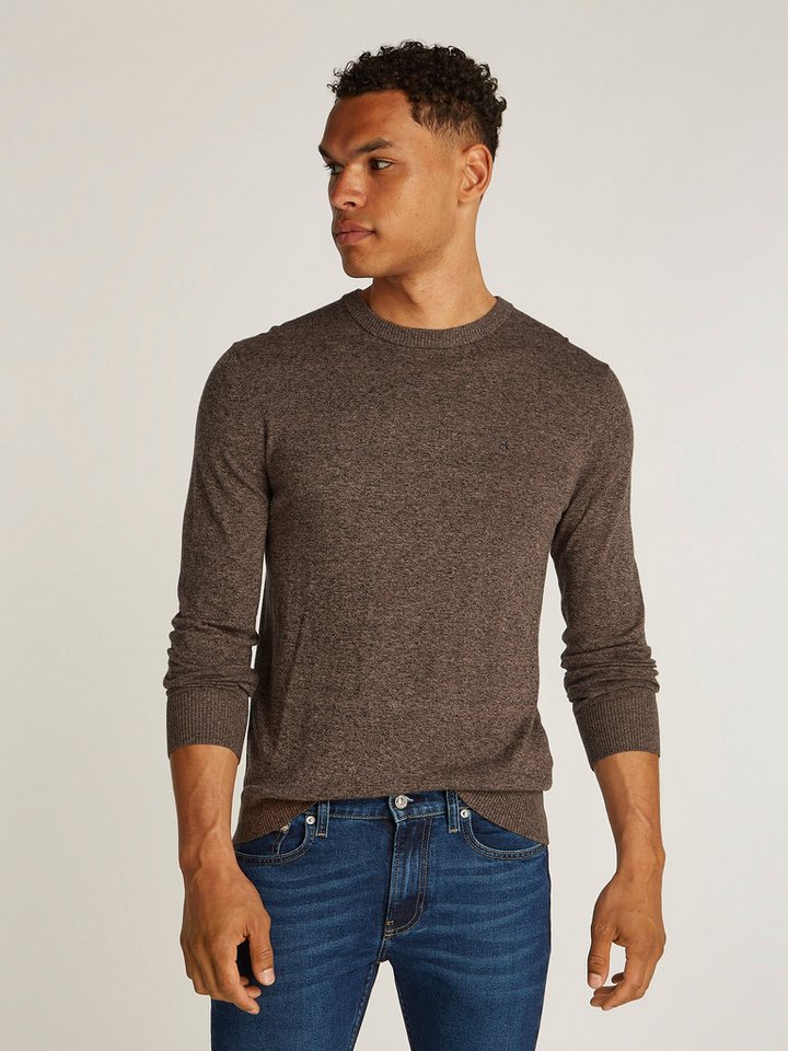 Calvin Klein Rundhalspullover MOULINE CN SWEATER mit Logoprint von Calvin Klein