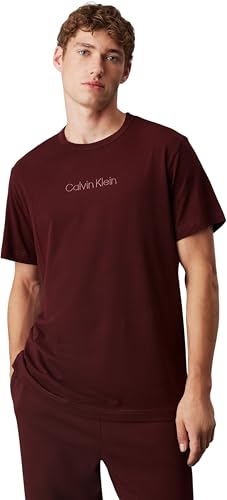 Calvin Klein Herren T-Shirt Kurzarm Crew Neck Rundhalsausschnitt, Truffle Brown (Rot), M von Calvin Klein