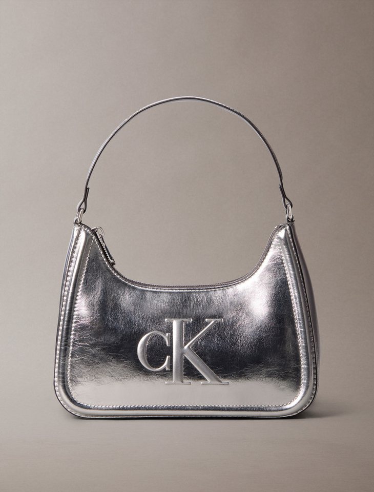 Calvin Klein Schultertasche BOLD CK METALLIC SHOULDER BAG, Dmaen Tragetasche, Handtasche, Abendtasche mit CK-Logoprägung von Calvin Klein