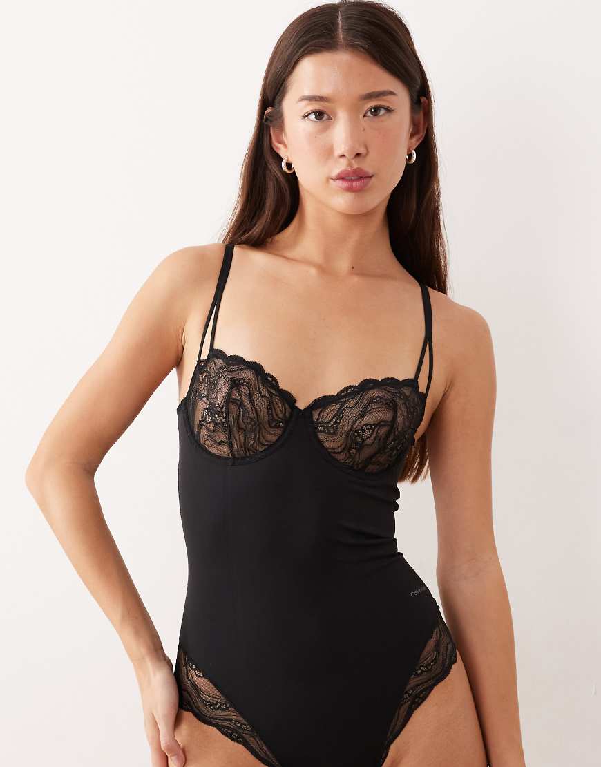 Calvin Klein - Shapewear - Figurformender Body in Schwarz mit Spitze von Calvin Klein