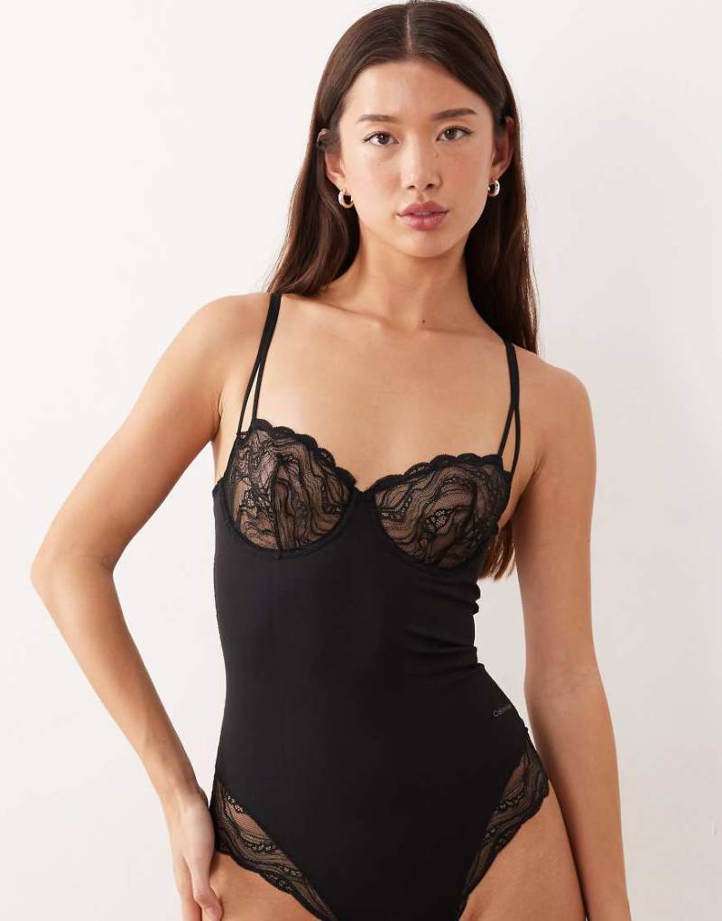 Calvin Klein - Shapewear - Figurformender Body in Schwarz mit Spitze von Calvin Klein