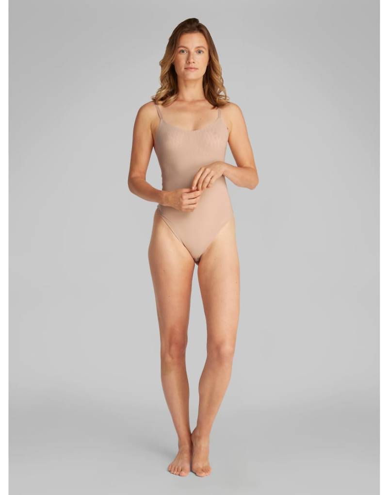 Calvin Klein - Shapewear - Tanga-Body aus nicht verrutschendem, figurformendem Netzstoff in Beige-Neutral von Calvin Klein
