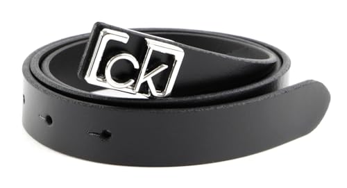 Calvin Klein Small CK Plaque Skinny Belt W85 Black von Calvin Klein