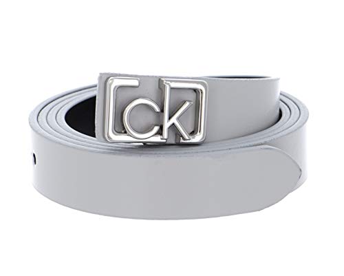 Calvin Klein Small CK Plaque Skinny Belt W90 Cement von Calvin Klein