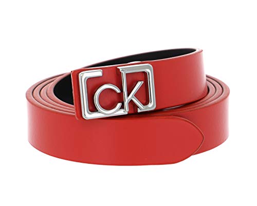 Calvin Klein Small CK Plaque Skinny Belt W90 Vibrant Coral von Calvin Klein