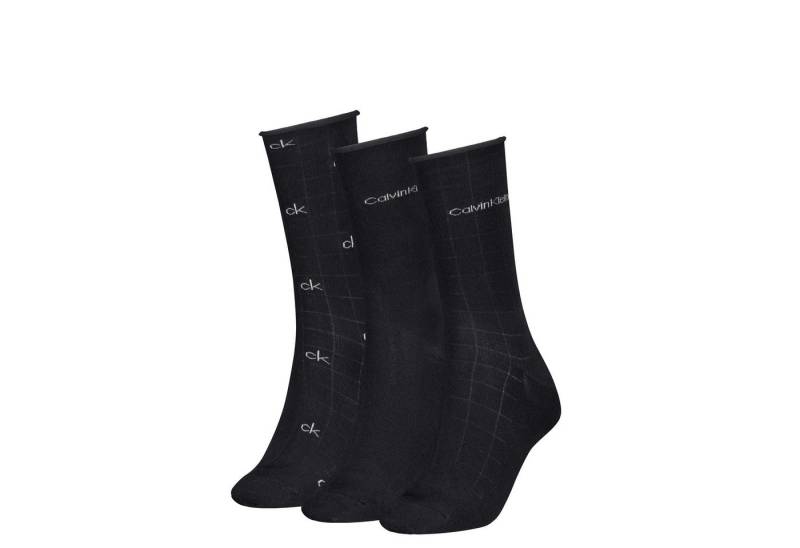 Calvin Klein Socken CK WOMEN SOCK 3P GIFTBOX GRID AOP (3er Pack) Geschenkbox von Calvin Klein