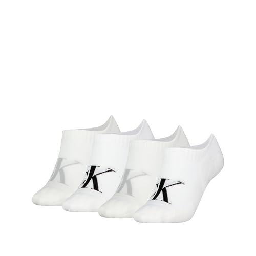 Calvin Klein Damen Footie Socken, Weiß/Schwarz, Einheitsgröße (4er Pack) von Calvin Klein
