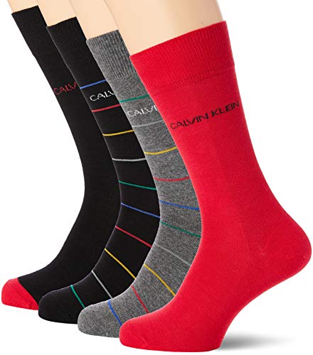 Calvin Klein Socks Mens Pencil Stripe Crew 4p giftbox Socks, Black Combo, ONE Size von Calvin Klein