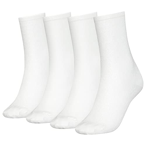 Calvin Klein Socks Women's CK Women 4P Holiday Pack Mirrored Logo CLSSC Sock, White, ONE Size von Calvin Klein