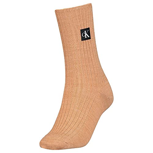 Calvin Klein Socks Women's CKJ Women 1P ICON Patch Crew Sock, Camel, ONE Size von Calvin Klein