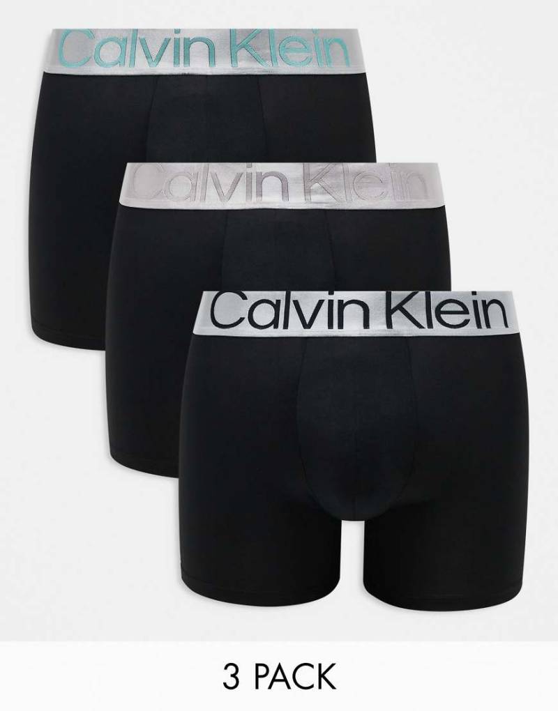Calvin Klein- Steel - 3er-Pack Boxershorts in Schwarz mit farbigem Logobund von Calvin Klein