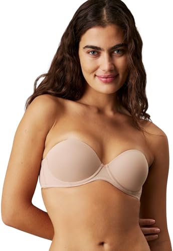 Calvin Klein Damen Trägerloser BH Strapless Push Up Stretch, Beige (Sand Dune), 80A von Calvin Klein