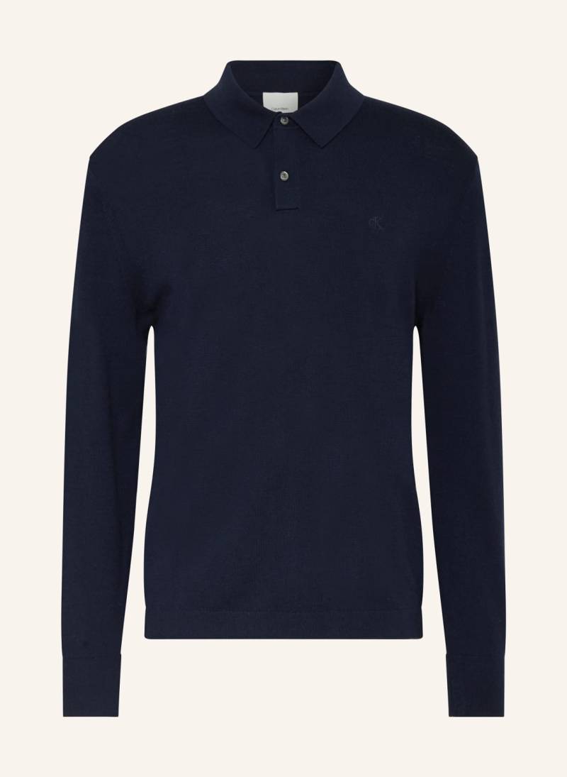 Calvin Klein Strick-Poloshirt blau von Calvin Klein