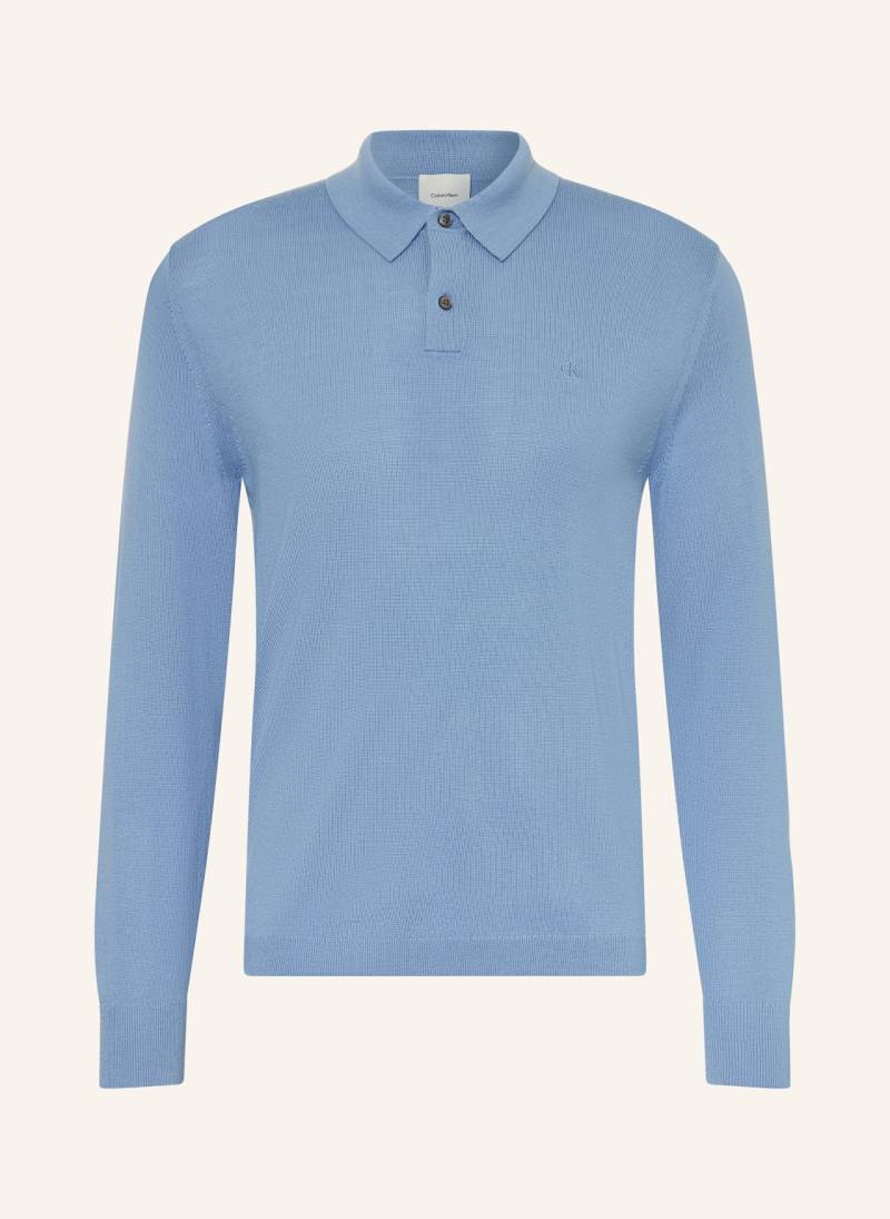 Calvin Klein Strick-Poloshirt blau von Calvin Klein