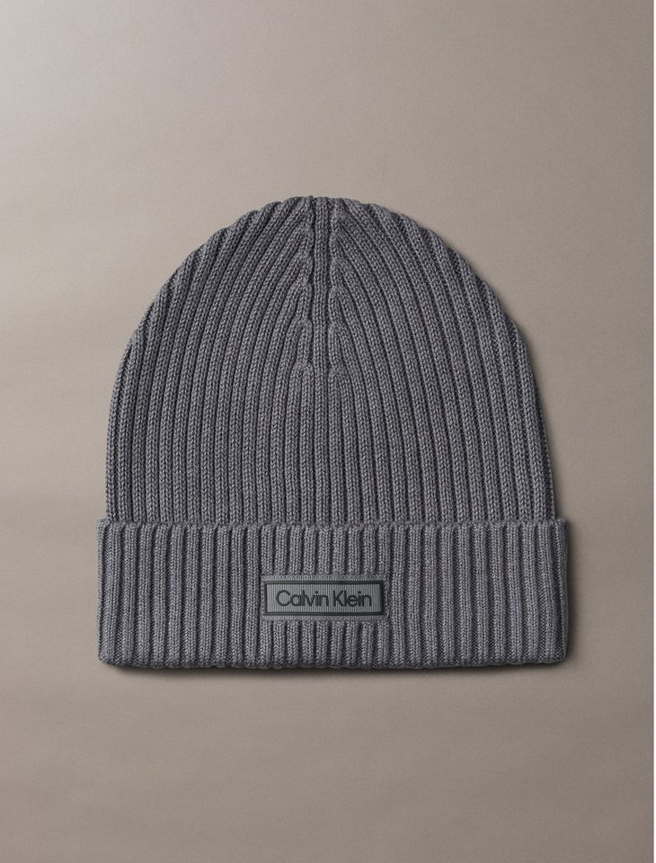 Calvin Klein Strickmütze PATCH CHUNKY RIB COTTON BEANIE mit Markenlogo Calvin Klein Strickmütze PATCH CHUNKY RIB COTTON BEANIE mit Markenlogo von Calvin Klein