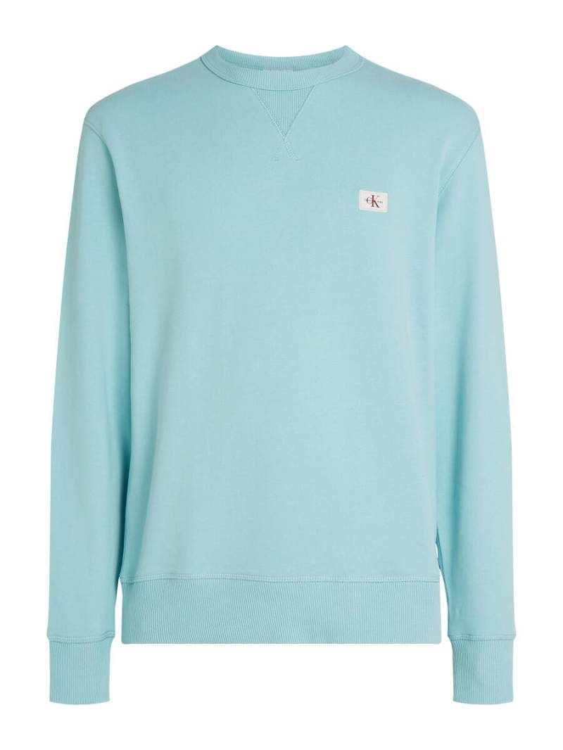 Calvin Klein - Sweatshirt aus Baumwollfrottee mit Aufnäher blau - Gr. - XL von Calvin Klein