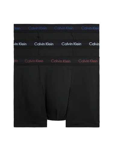 Calvin Klein Herren 3er Pack Boxershorts Trunks Baumwolle mit Stretch, Schwarz (B- Marron, Skyway, True Navy Logos), L von Calvin Klein