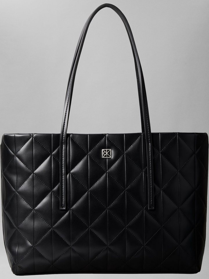 Calvin Klein Tragetasche QUILTED SMALL TOTE, Damen Schultertasche, Handtasche, Umhängetasche mit Ziersteppungen von Calvin Klein