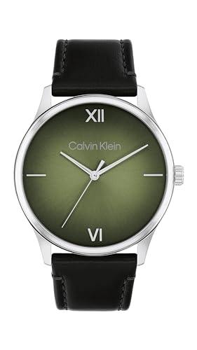 Calvin Klein Uhr mit DREI-Zeiger-Quarzwerk für Herren Kollektion Ascend mit Schwarzes Lederarmband - 25200454 von Calvin Klein