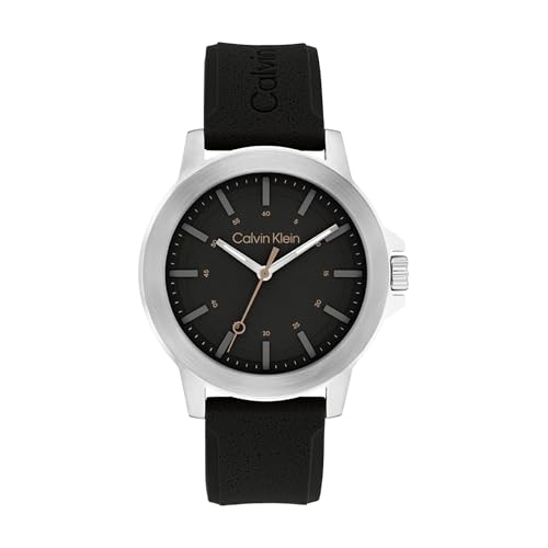 Calvin Klein Uhr mit DREI-Zeiger-Quarzwerk für Herren Kollektion CK Reset mit Schwarzes Silikonarmband - 25200471 von Calvin Klein