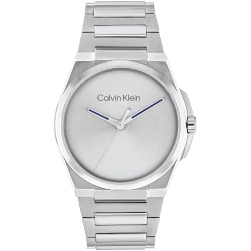 Calvin Klein Uhr mit DREI-Zeiger-Quarzwerk für Herren Kollektion META-MINIMAL mit Silbernes Edelstahlarmband - 25200456 von Calvin Klein