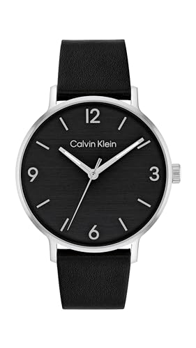 Calvin Klein Uhr mit DREI-Zeiger-Quarzwerk für Herren Kollektion MODERN mit Schwarzes Lederarmband - 25200437 von Calvin Klein