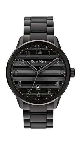 Calvin Klein Uhr mit DREI-Zeiger-Quarzwerk für Herren Kollektion Minimalistic Pilot mit Schwarzes Edelstahlarmband - 25200516 von Calvin Klein