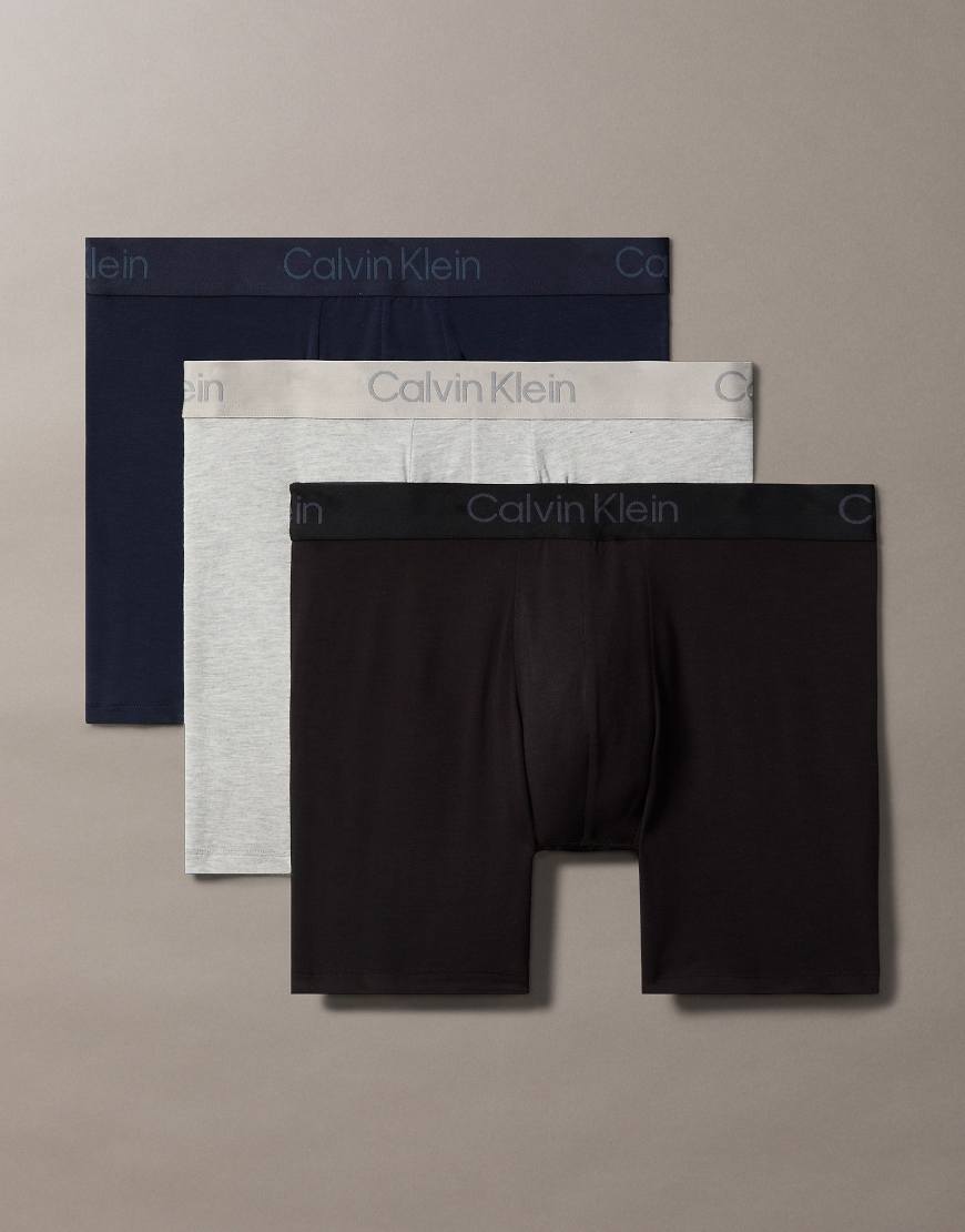 Calvin Klein - Ultra Soft Modal - 3er-Pack Boxershorts in Grau, Marineblau und Schwarz-Bunt von Calvin Klein