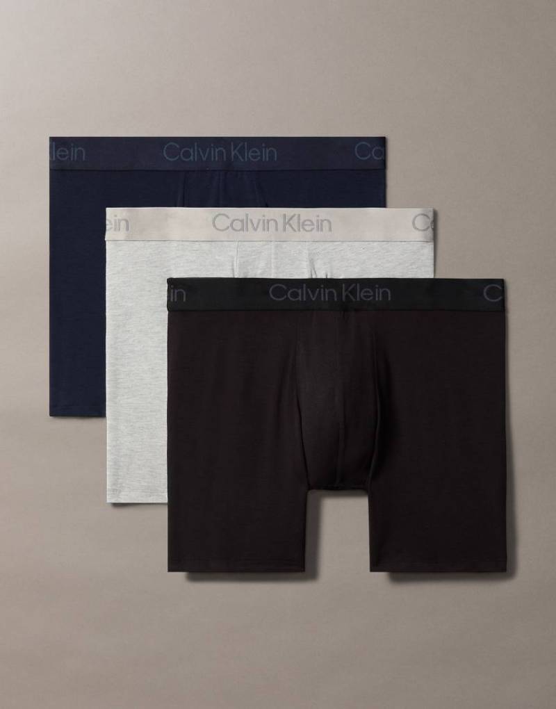 Calvin Klein - Ultra Soft Modal - 3er-Pack Boxershorts in Grau, Marineblau und Schwarz-Bunt von Calvin Klein
