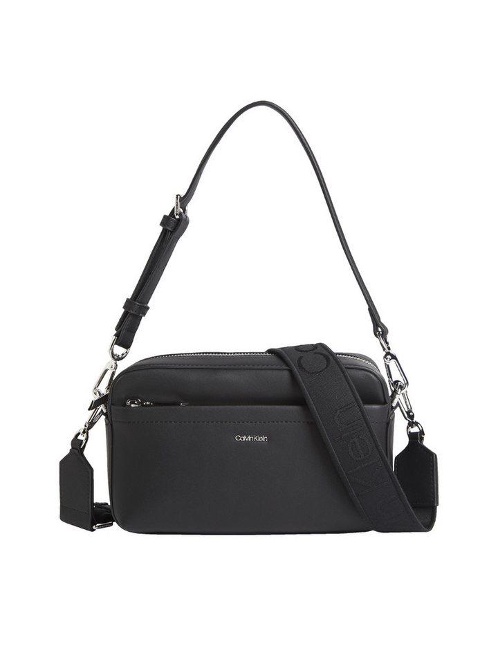 Calvin Klein Umhängetasche CK MST DBL STRPS CMR, Damen Schultertasche, Handtasche, Henkeltasche mit kleinem Logo von Calvin Klein