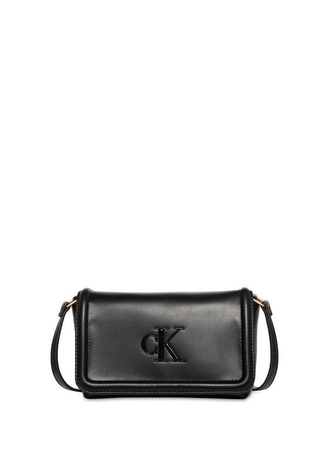 Calvin Klein Umhängetasche RAISED CK FLAP CROSSBODY, Damen-Schultertasche, Handtasche, kleine Abendtasche mit CK-Logo von Calvin Klein