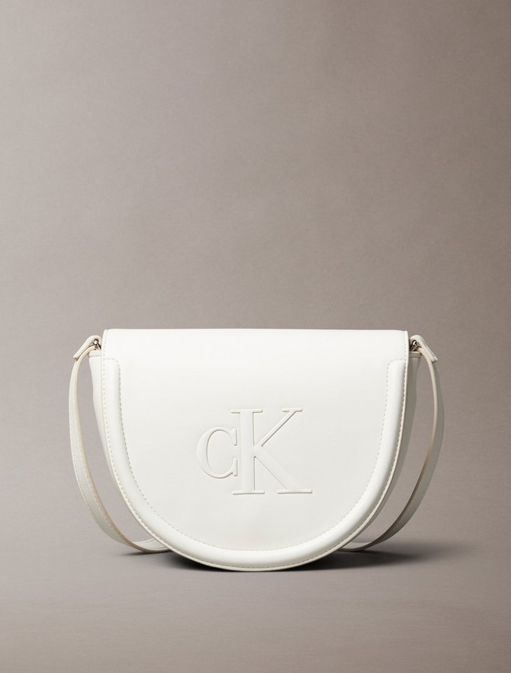 Calvin Klein Umhängetasche RAISED CK SADDLE CROSSBODY, Damen Schultertasche, Handtasche, Abendtasche mit CK-Logo von Calvin Klein