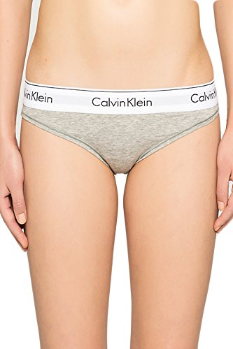 Calvin Klein Damen Slip Bikini Form Baumwolle mit Stretch, Grau (Grey Heather), L von Calvin Klein