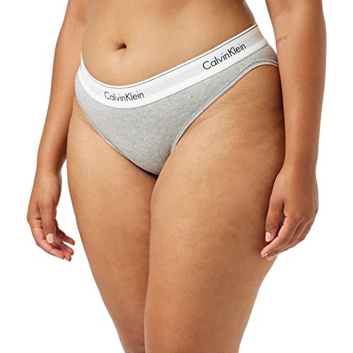 Calvin Klein Damen Slip Bikini Form Baumwolle mit Stretch, Grau (Grey Heather), XL von Calvin Klein