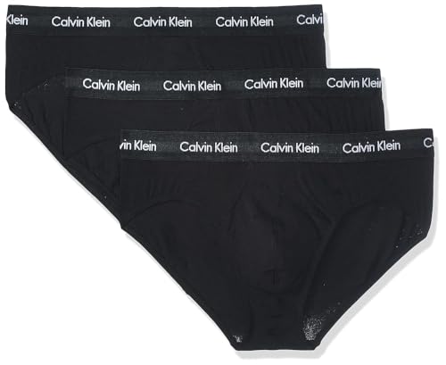 Calvin Klein Herren 3er Pack Hip Briefs Unterhosen Baumwolle mit Stretch, Schwarz (Black W Black Wb), M von Calvin Klein