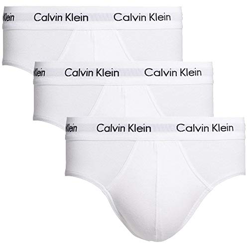 Calvin Klein Herren 3er Pack Hip Briefs Unterhosen Baumwolle mit Stretch, Weiß (White), L von Calvin Klein