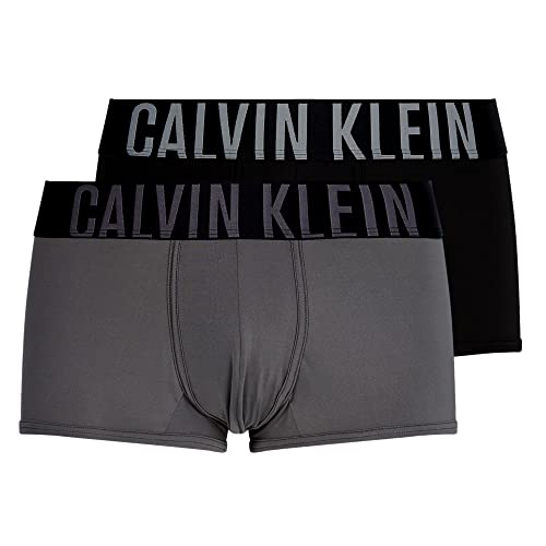 Calvin Klein Herren 2er Pack Boxershorts Low Rise Trunks mit Stretch, Mehrfarbig (Black/Grey Sky), XL von Calvin Klein